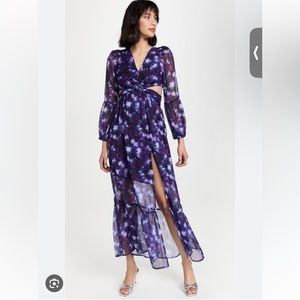 RAHI Leila Long Sleeve Cross Front Cutout Midi Dress